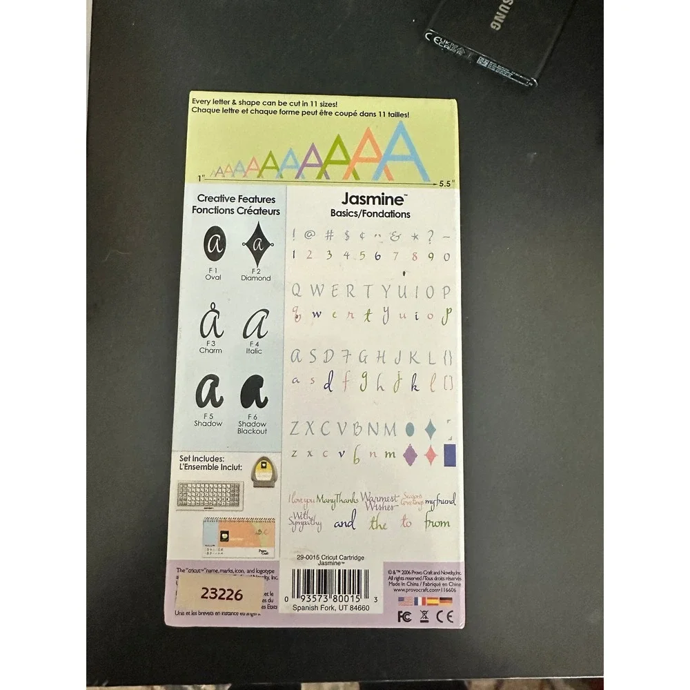 Cricut Jasmine Font Cartridge‎ Provo Craft 29-0015 Personal Electronic Cutter